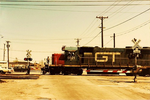 Grand Trunk Western train crossing West 51st Street. Chicago Illinois USA. April 1984. by Eddie from Chicago