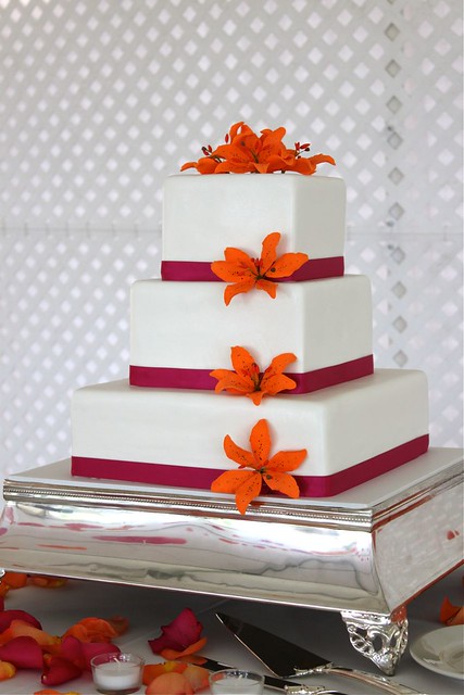 Fuschia Orange Wedding Cake