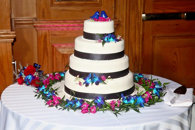 Navy Blue and Fuschia Wedding Cake Jen and Herman's Wedding Cake