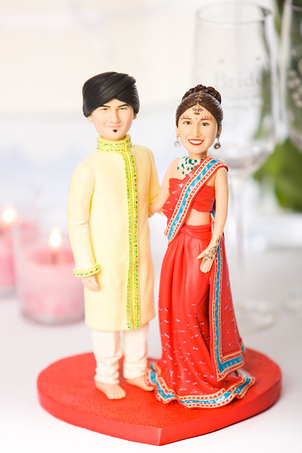 Indian Wedding Cake Topper Full front view An example Gold Topper 