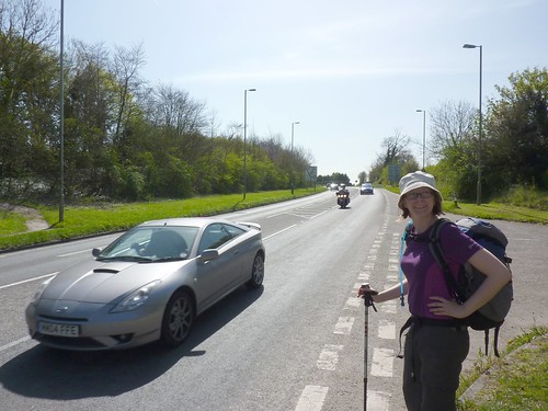 Catherine is amazingly excited to be crossing the A4074
