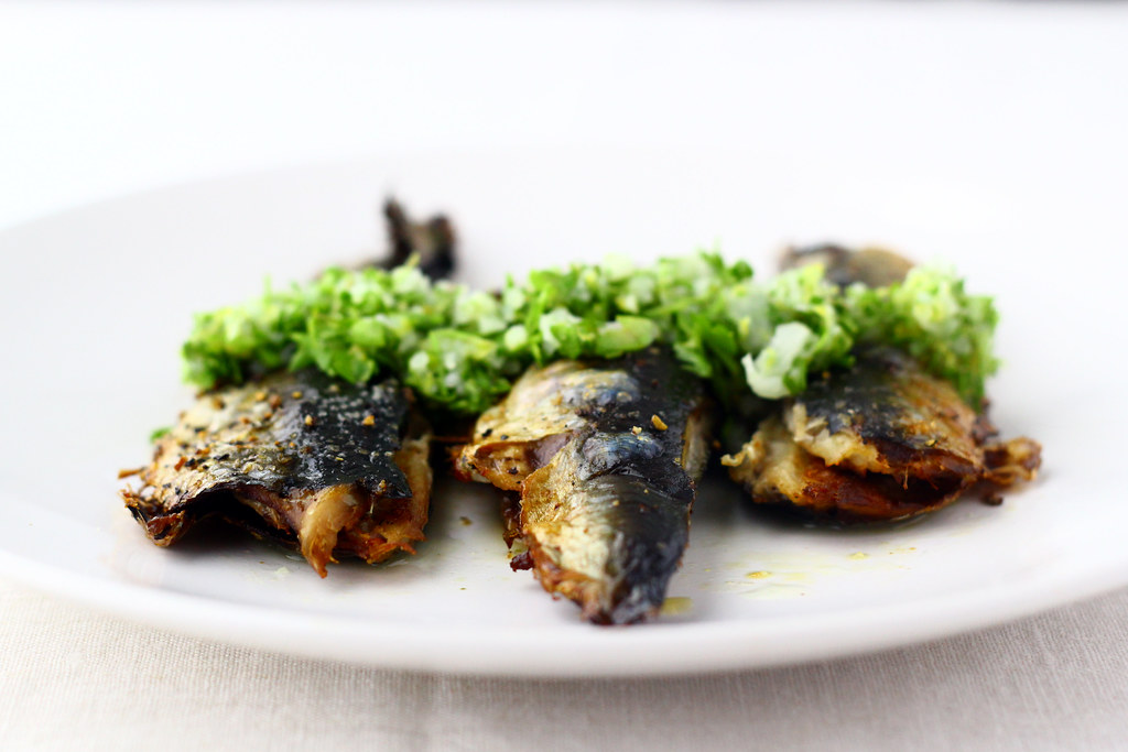 Roasted Sardines with Green Garlic Gremolata