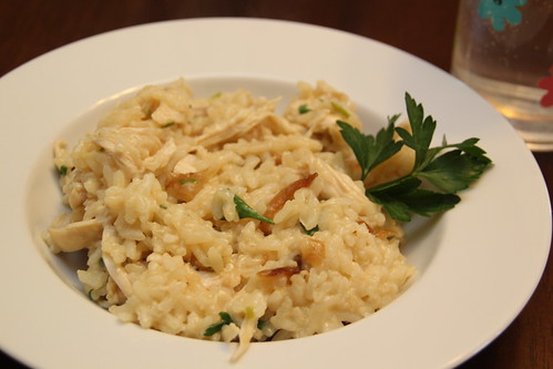 Risotto with carmelized onions and chicken