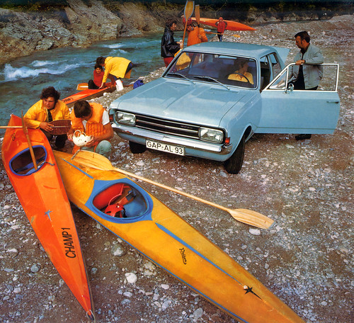 Opel Rekord white water kayaking