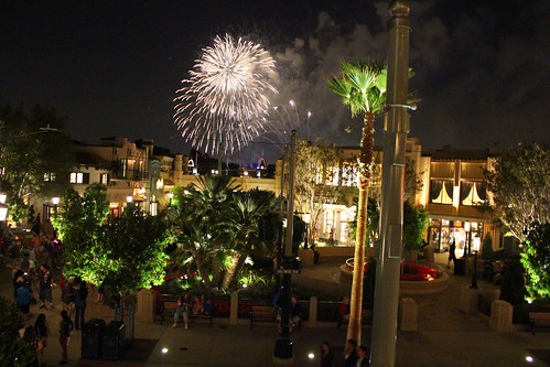 Disneyland fireworks from Carthay Circle Restaurant balcony