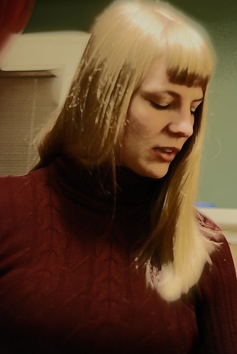 Christmas Eve, Samantha, red sweater, flaxen hair, Seattle, Washington, USA by Wonderlane