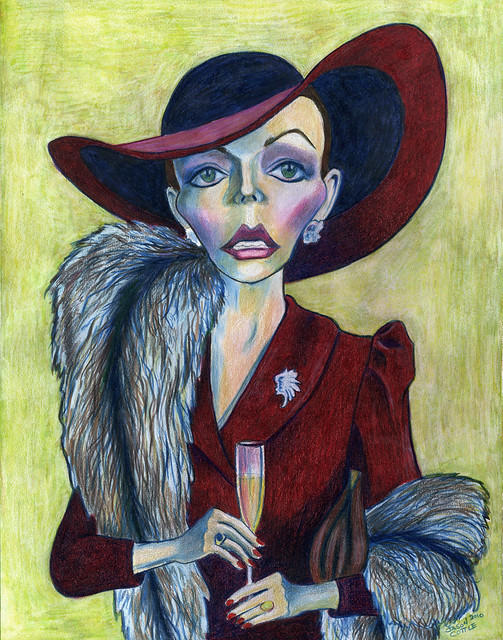 Joan Collins in Dynasty Color pencil on illustration board 11x14 inches