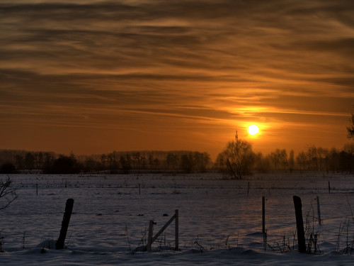 Snowy Sunset in Loxstedt
