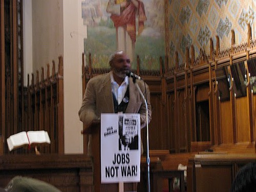 Abayomi Azikiwe, editor of the Pan-African News Wire, chairing the 8th Annual Detroit MLK Day Rally & March at Central United Methodist Church on Jan. 17, 2011. The event draws on Dr. King's anti-war and social justice legacy. (Photo: Alan Pollock) by Pan-African News Wire File Photos