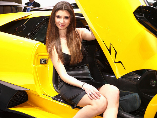Beautiful Lamborghini Murci lago LP6704 SV and beautiful woman