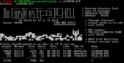 BBS ANSI art - 1 - On Earth As It Is In Hell - ASCII zip comment made from ANSI login screen