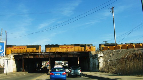 Union Pacific locomotives idling above South Western Avenue. Chicago Illinois USA. March 2011. by Eddie from Chicago