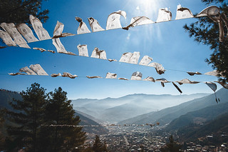 Prayer flags over Thimphu