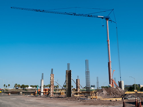 Construction area with crane