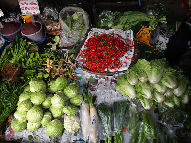 Maeklong Market, Salad Ingredients and Hot Peppers