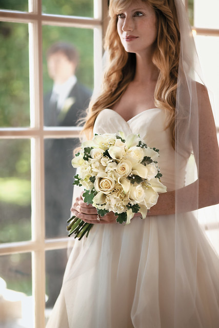 Handtied Bridal Bouquet This elegant white handtied bouquet features