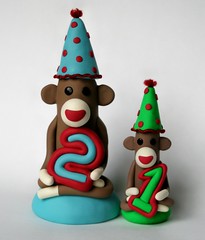 Sock Monkey Birthday Cake on Sock Monkey Birthday Cake Toppers   A Set On Flickr