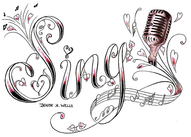 Sing with microphone Tattoo Design by Denise A Wells