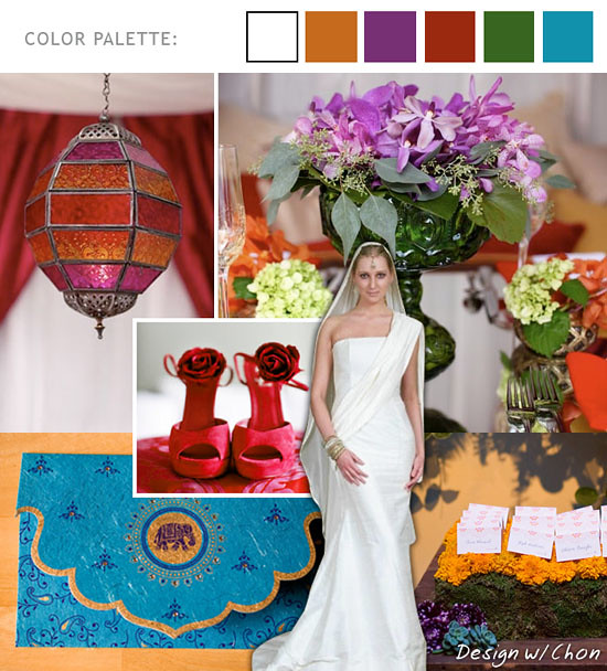 An Exotic Autumn Wedding Colors Red Violets Green Turquoise Orange