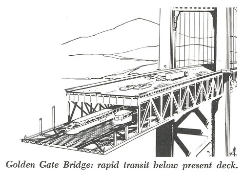 Golden Gate Bridge: rapid transit below present deck (1961)