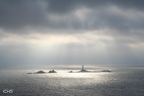 A grey afternoon at Lands End, looking towards the Longships Lighthouse by Stocker Images