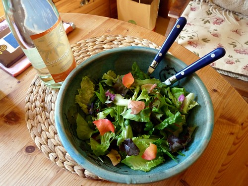 Summer salad and sun water