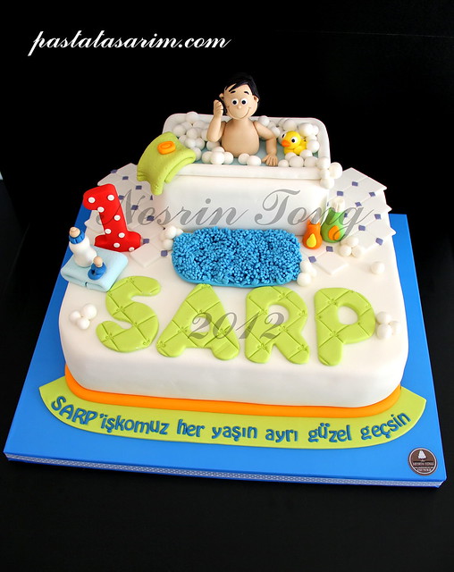 1st birthday cake - sarp and bath