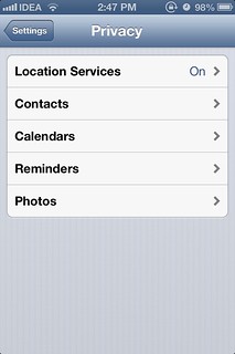 Privacy Settings iOS 6