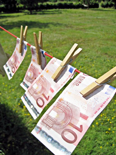 4 Ten Euro Bills on the Washing Line