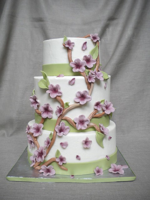 Cherry Blossom Cake This cake looked like a wedding cake before adding the