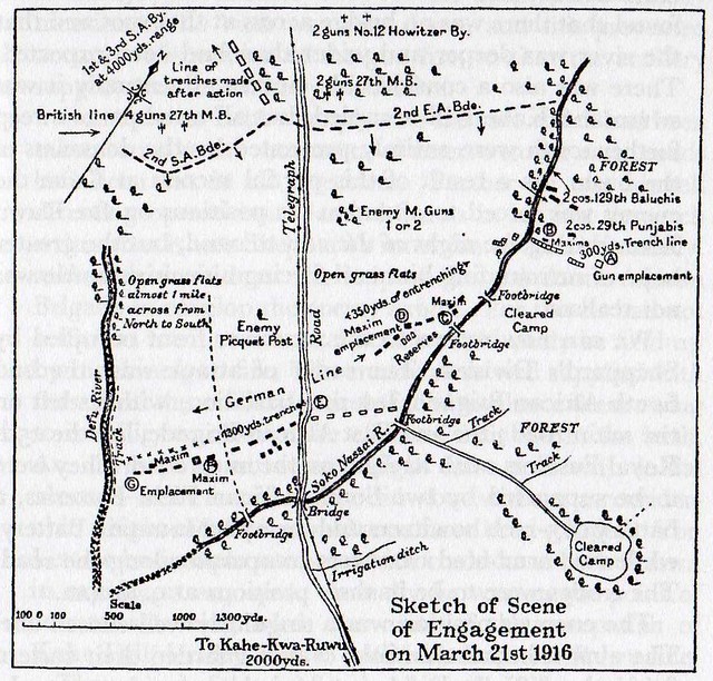 Sketch map of Soko-Nassai action on 21st March 1916