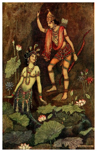 003-Arjuna y la ninfa del rio-Indian myth and legend 1913-Warwick Goble