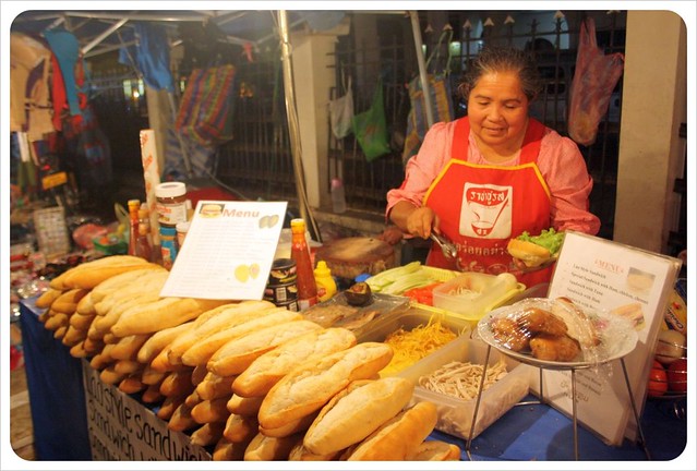 luang prabang night market baguette lady
