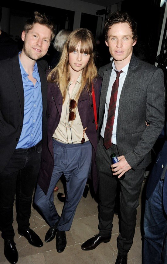 1 Christopher Bailey, Edie Campbell and Eddie Redmayne at the Burberry event in Knightsbridge London