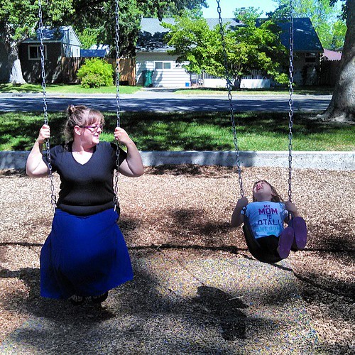 We stopped for a lunch picnic and played on the swings.