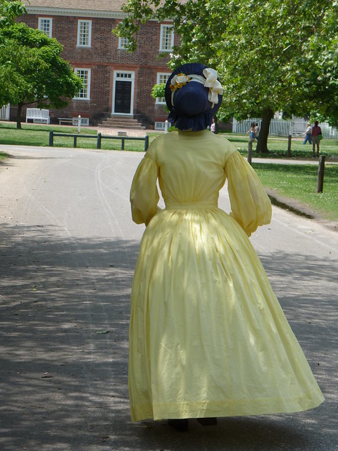 Yellow cotton voile dress, c1860