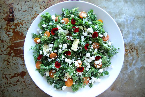 Kale Salad with Charred Corn and Feta