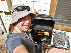 Climbergirl Grilling Hot Dogs