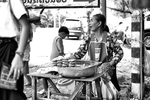 Snack vendor at Buddha Park, Vientiane, Laos. by daveweekes68