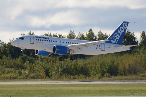 Bombardier's #CSeries left Mirabel at ~10:54am ET. First flight 1-2.5 hours.