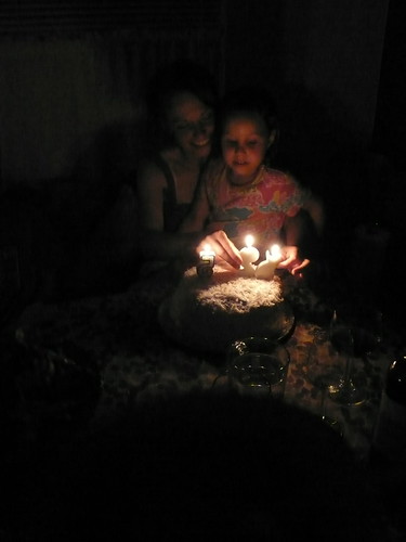 Daisy and I blowing out the candles on our cake