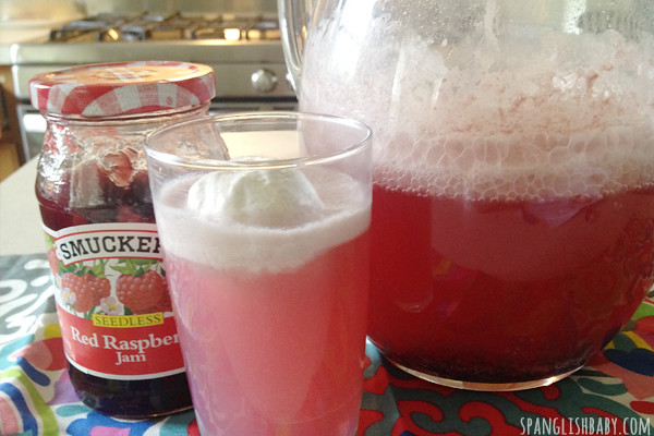 cran raspberry snowball punch with smuckers red raspberry jam