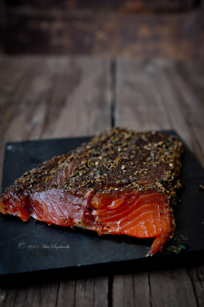 Molasses and cumin cured rainbow trout