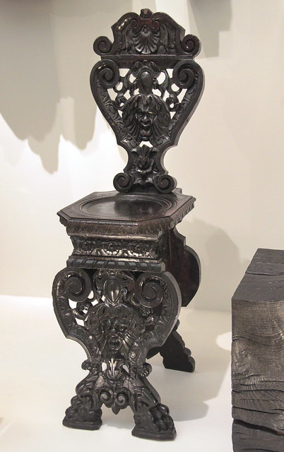 Chair (sgabello), Italy, back about 1560-90, most other parts 1820-40 restored