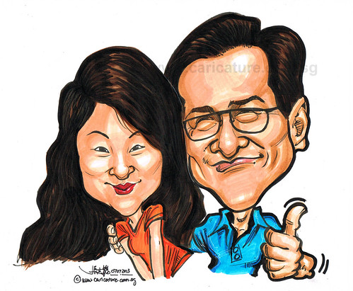 couple caricatures in colour marker 07072013 - 1