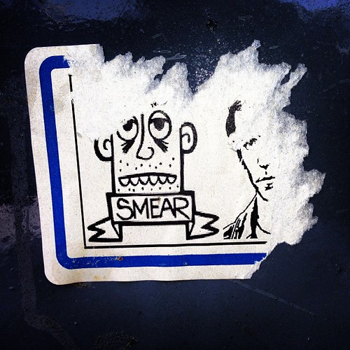 Smear Fonzie  -Tag us "#/@ bomit" in any sticker shots from the streets to be featured on StreetArtStickers.com *New Artist Interviews coming soon... #stickerartists #stickersonly  #stickerblog by WE HATE FLICK R MAIL - EMAIL US: info@bomit.com