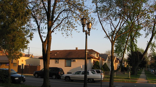 Rustic twin street lamps from the past on West Diversey Avenue. Elmwood Park Illinois USA. April 2012. by Eddie from Chicago