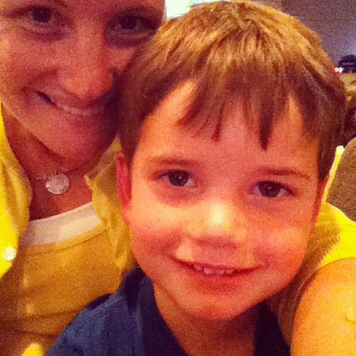 My littlest guy was a little sad when I left him at VBS...I came back to sit with him.