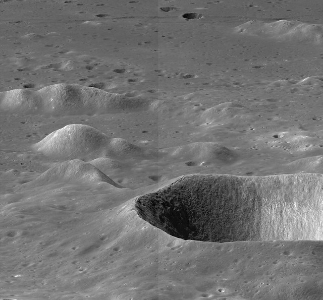 Unusually low LROC NAC oblique of Maury crater and points immediately south