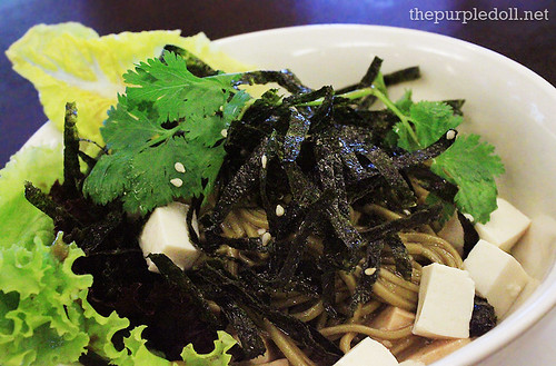 Green Tea Noodle Salad with Soft Tofu and Soy Vinaigrette